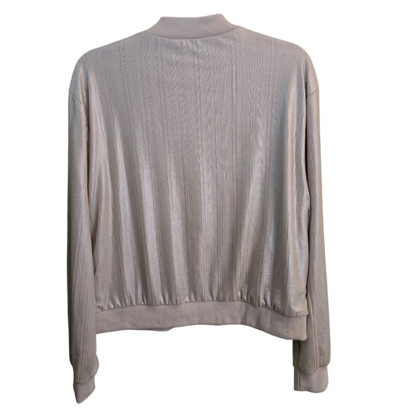 Rue Sophie Metallic Ribbed Bomber Jacket Pockets Full Zip Size XL - Picture 3 of 7